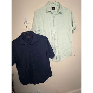 2- Untuckit Performance Short-Sleeve Gironde Shirt Slim Navy & Light Green Large